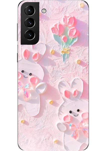 Samsung Galaxy S21 Plus Uyumlu Sevimli Tavşanlar Baskılı Silikon Kılıf