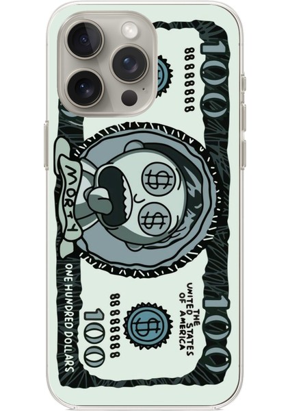iPhone 15 Pro Max Uyumlu Morty Dolar Baskılı Silikon Kılıf