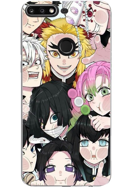 Huawei Y7 2018 - Honor 7c Uyumlu Demon Slayer Manga Baskılı Silikon Kılıf