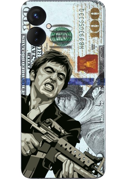 Tecno Spark 9 Pro Uyumlu Scarface Dolar Tasarımlı Baskılı Silikon Kılıf