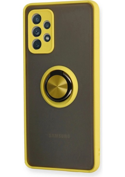 Samsung Galaxy A72 Kılıf Montreal Yüzüklü Silikon Kapak - Sarı fiyatları