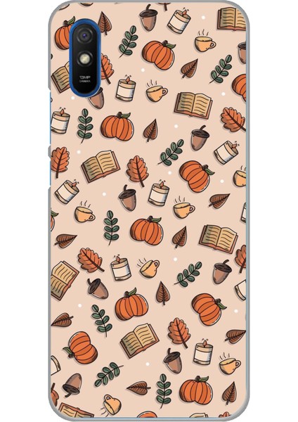 Redmi 9A Uyumlu Sonbahar Balkabağı Baskılı Silikon Kılıf