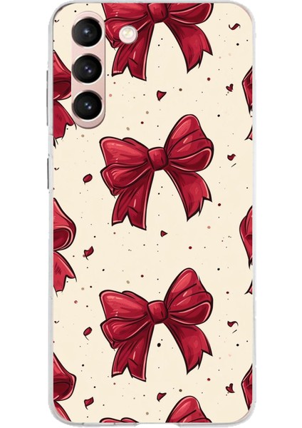 Samsung Galaxy S21 Uyumlu Büyük Kırmızı Fiyonklar Baskılı Silikon Kılıf