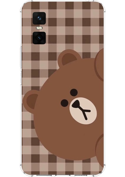 Infinix Gt 30 Pro Uyumlu Kahverengi Ayı Yan Tasarımlı Baskılı Silikon Kılıf