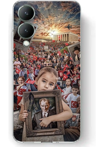 Vivo Y17S Uyumlu Anıtkabir Atatürk Portre Baskılı Silikon Kılıf