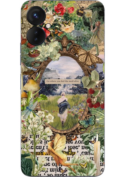 Tecno Spark 9 Pro Uyumlu Yeşil Doğa Baskılı Silikon Kılıf