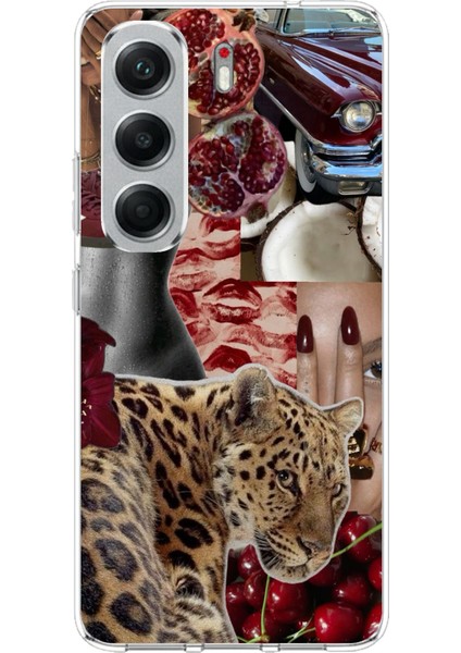Tecno Camon 40 Pro Uyumlu Leopar Kırmızı Vibes Baskılı Silikon Kılıf