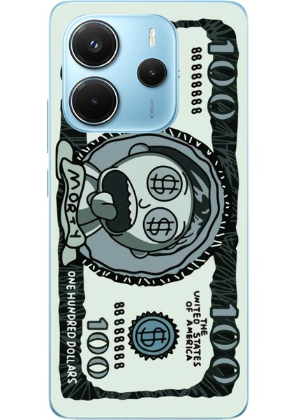 Redmi Note 14 4g Uyumlu Morty Dolar Baskılı Silikon Kılıf