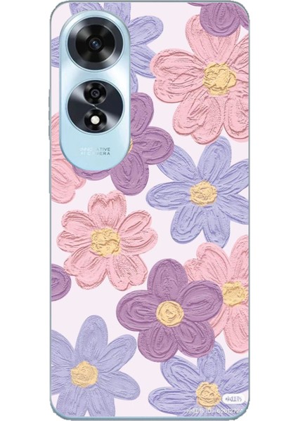 Oppo A60 Uyumlu Renkli Papatyalar Sulu Boya Baskılı Silikon Kılıf