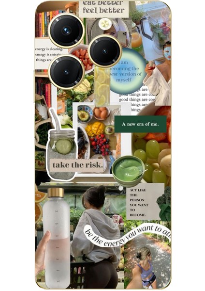 Tecno Spark 20 Pro Uyumlu Sağlıklı Yaşam Diyet Motivasyon Baskılı Silikon Kılıf