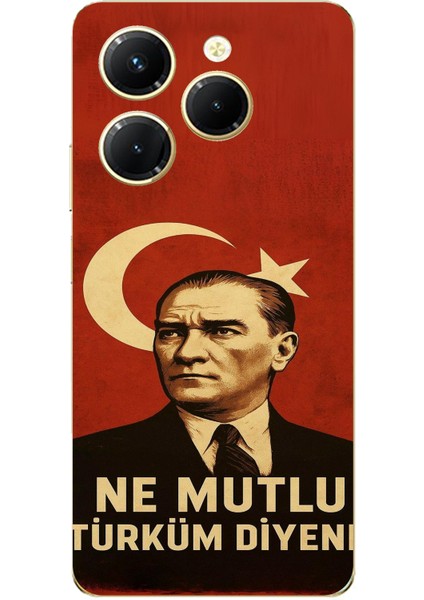 Tecno Spark 20 Pro Uyumlu Ne Mutlu Türkiye Bayrak Atatürk Baskılı Silikon Kılıf