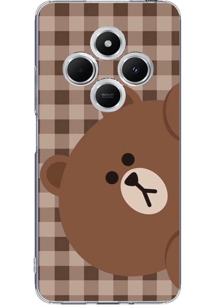 Redmi 14C Uyumlu Kahverengi Ayı Yan Tasarımlı Baskılı Silikon Kılıf
