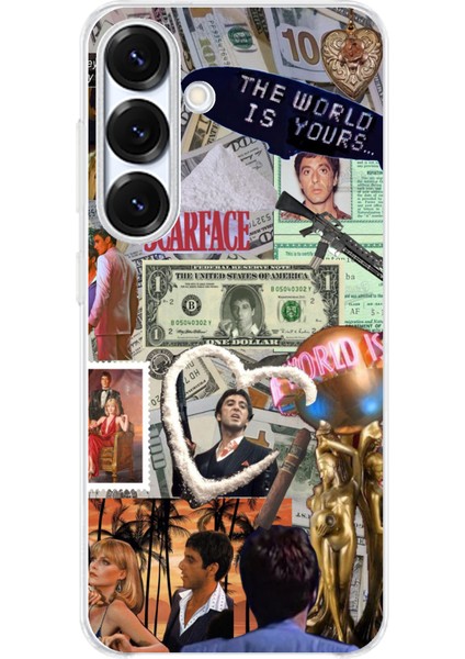 Samsung Galaxy S25 Uyumlu Scarface Kolaj Tasarımlı Baskılı Silikon Kılıf