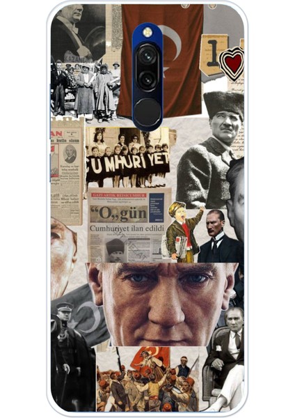 Redmi 8 Uyumlu Atatürk Cumhuriyet Kolaj Baskılı Silikon Kılıf