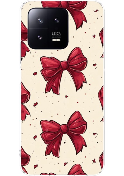 Xiaomi Mi 13 Uyumlu Büyük Kırmızı Fiyonklar Baskılı Silikon Kılıf