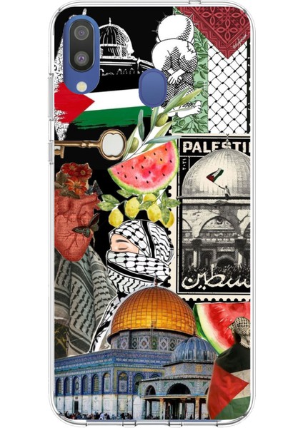 Samsung Galaxy M20 Uyumlu Filistin Özgürlük Kolajı Baskılı Silikon Kılıf