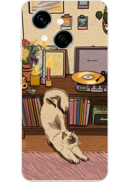 Tecno Spark Go 1 Uyumlu Nostaljik Köpek Tasarımlı Baskılı Silikon Kılıf