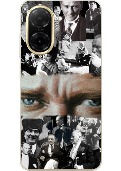 Redmi A5 Uyumlu Atatürk Renkli Kolaj Gözler Baskılı Silikon Kılıf