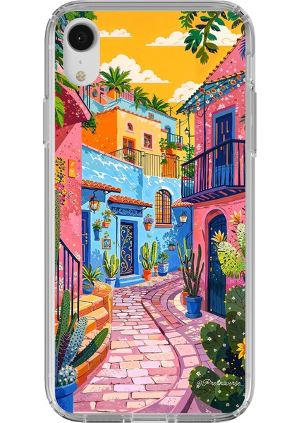 iPhone Xr Uyumlu Renkli Sanat Sokak Silikon Kılıf