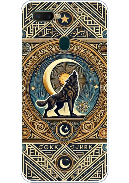 Oppo A5S-AX7-A12 Uyumlu Yalnız Kurt Göktürk Baskılı Silikon Kılıf