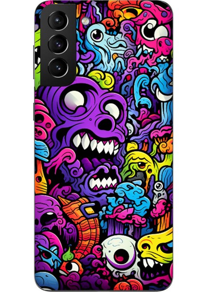 Samsung Galaxy S21 Plus Uyumlu Psikodeli Renkli Canavarlar Baskılı Silikon Kılıf