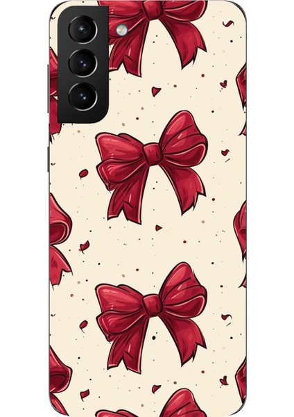 Samsung Galaxy S21 Plus Uyumlu Büyük Kırmızı Fiyonklar Baskılı Silikon Kılıf