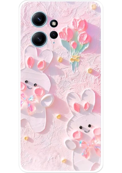 Redmi Note 12 4g Uyumlu Sevimli Tavşanlar Baskılı Silikon Kılıf