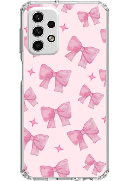 Samsung Galaxy A73 Uyumlu Pembe Fiyonklar Baskılı Silikon Kılıf