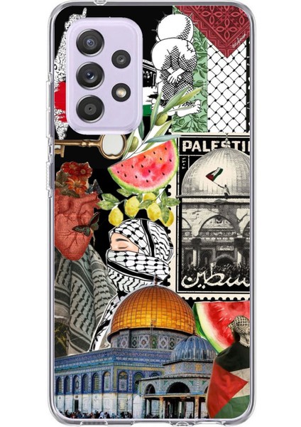 Samsung Galaxy A72 Uyumlu Filistin Özgürlük Kolajı Baskılı Silikon Kılıf