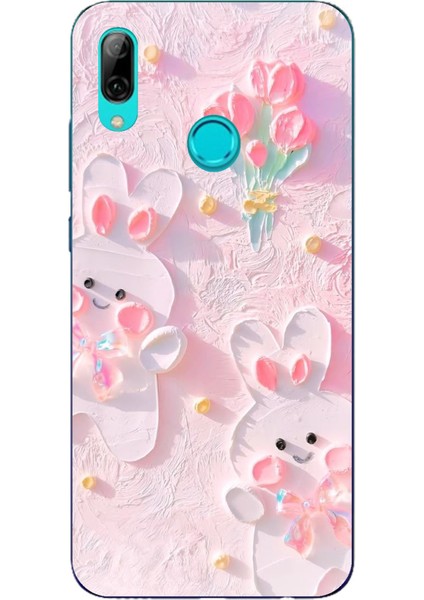 Huawei P Smart 2019 Uyumlu Sevimli Tavşanlar Baskılı Silikon Kılıf