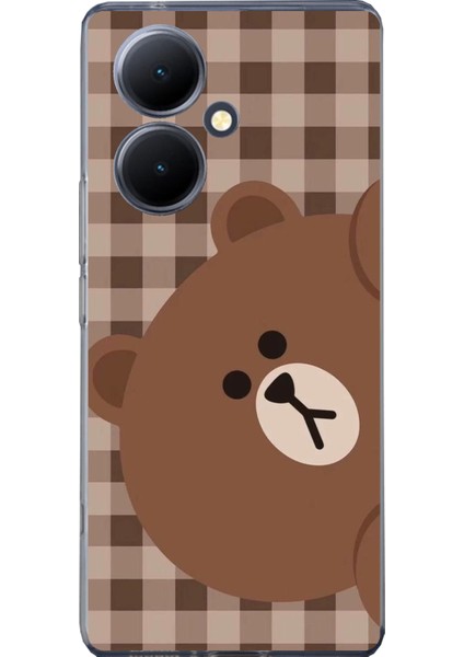 Vivo V29 Lite Uyumlu Kahverengi Ayı Yan Tasarımlı Baskılı Silikon Kılıf