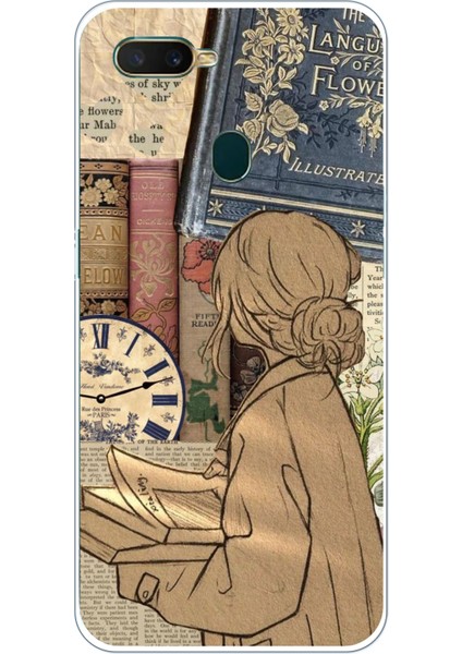 Oppo A5S-AX7-A12 Uyumlu Retro Gazete Kadın Tasarımlı Baskılı Silikon Kılıf