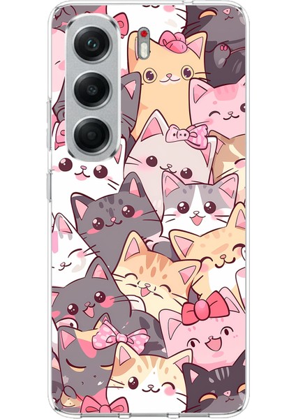 Tecno Camon 40 Pro Uyumlu Sevimli Kediler Baskılı Silikon Kılıf