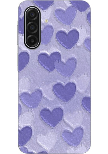 Samsung Galaxy A17 Uyumlu Mor Kalpler Tasarımlı Baskılı Silikon Kılıf