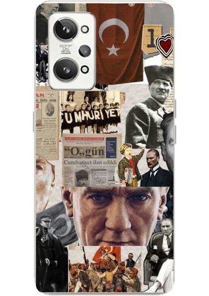 Realme Gt2 Pro Uyumlu Atatürk Cumhuriyet Kolaj Baskılı Silikon Kılıf