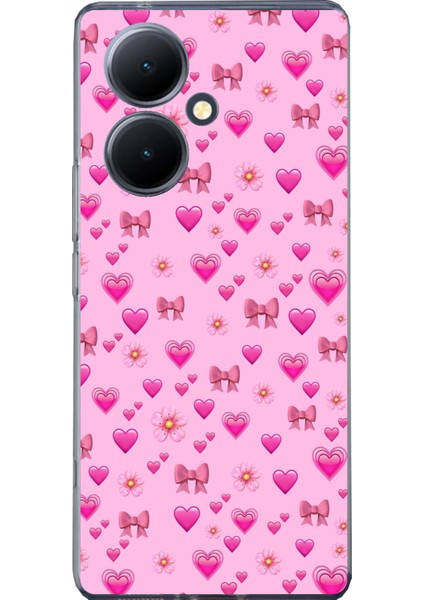 Vivo V29 Lite Uyumlu Pembe Minik Kalpler Baskılı Silikon Kılıf
