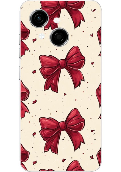 Tecno Spark Go 1 Uyumlu Büyük Kırmızı Fiyonklar Baskılı Silikon Kılıf