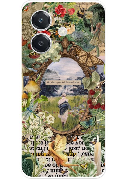 Oppo A3 Uyumlu Yeşil Doğa Baskılı Silikon Kılıf