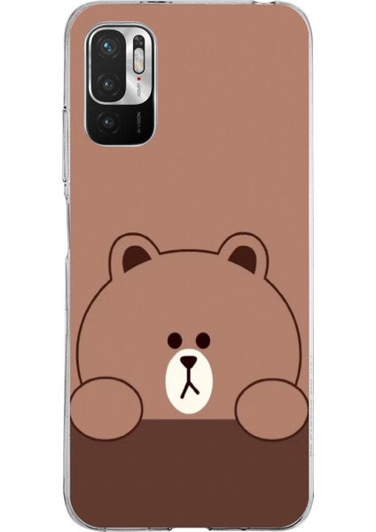 Redmi Note 10 5g Uyumlu Kahverengi Ayı Tasarımlı Baskılı Silikon Kılıf