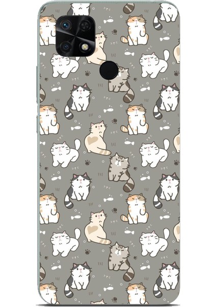 Redmi 10C - Poco C40 Uyumlu Minik Sevimli Kediler Baskılı Silikon Kılıf