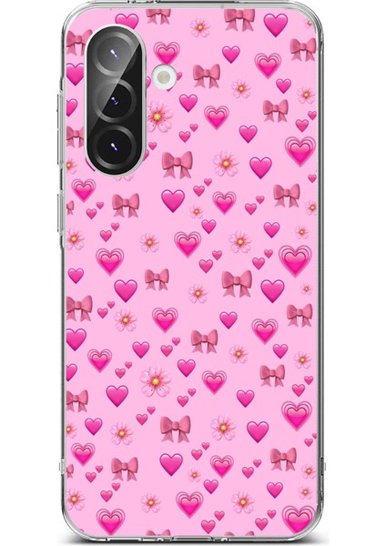 Samsung Galaxy A56 Uyumlu Pembe Minik Kalpler Baskılı Silikon Kılıf