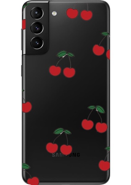 Samsung Galaxy S21 Plus Uyumlu Kirazlar Tasarımlı Baskılı Silikon Kılıf