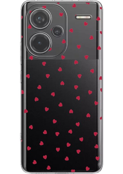 Redmi Note 13 Pro Plus 5g Uyumlu Kırmızı Kalpler Tasarımlı Baskılı Silikon Kılıf