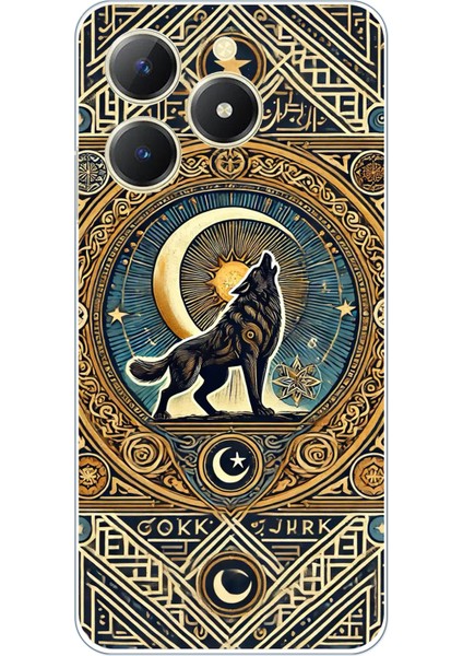 Realme C61 Uyumlu Yalnız Kurt Göktürk Baskılı Silikon Kılıf