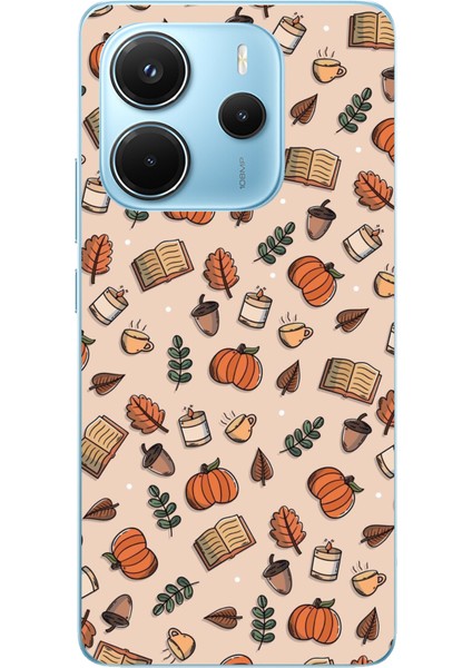 Redmi Note 14 4g Uyumlu Sonbahar Balkabağı Baskılı Silikon Kılıf