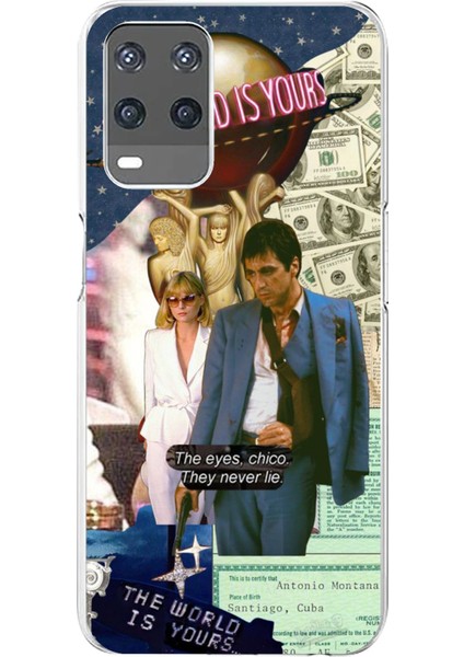 Oppo A54 Uyumlu Elvira Hancock & Tony Montana Tasarımlı Baskılı Silikon Kılıf