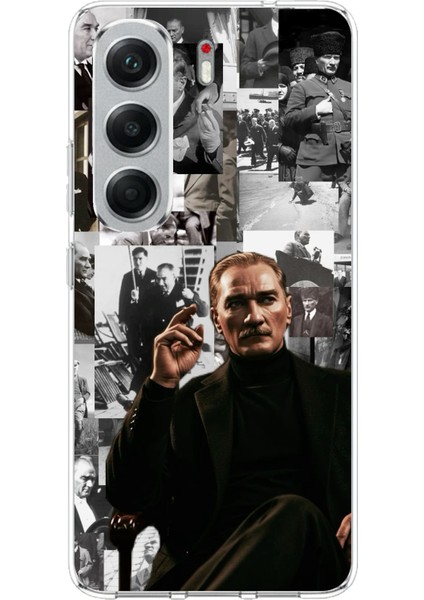 Tecno Camon 40 Pro Uyumlu Mustafa Kemal Atatürk Kolaj Baskılı Silikon Kılıf