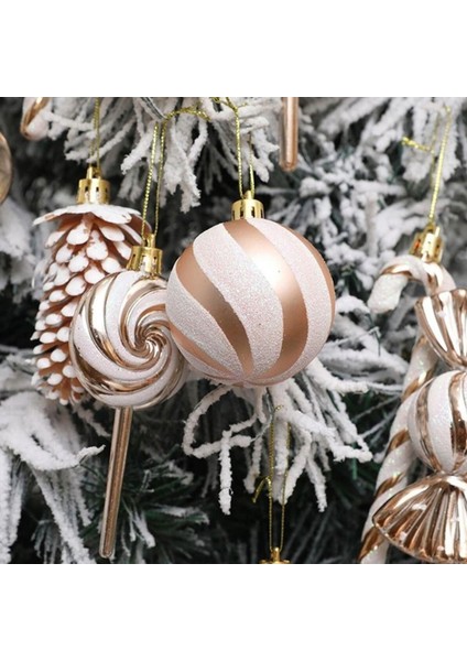 17'li Karışık Lüks Yılbaşı Çam Ağacı Süsü Bronz Pudra Noel Şeker Kamışı Süsü fiyatları