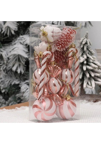 17'li Karışık Lüks Yılbaşı Çam Ağacı Süsü Bronz Pudra Noel Şeker Kamışı Süsü fırsatları