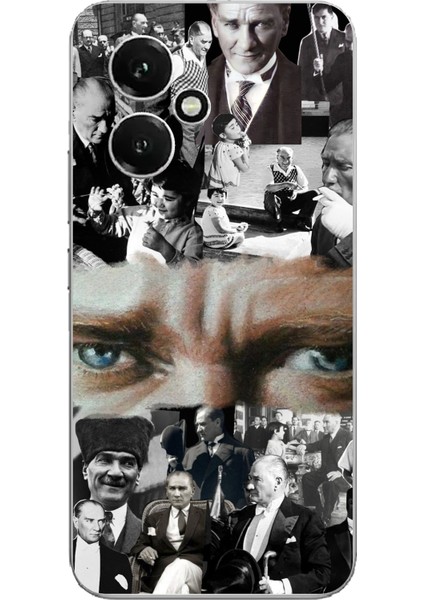 Honor 400 Uyumlu Atatürk Renkli Kolaj Gözler Baskılı Silikon Kılıf